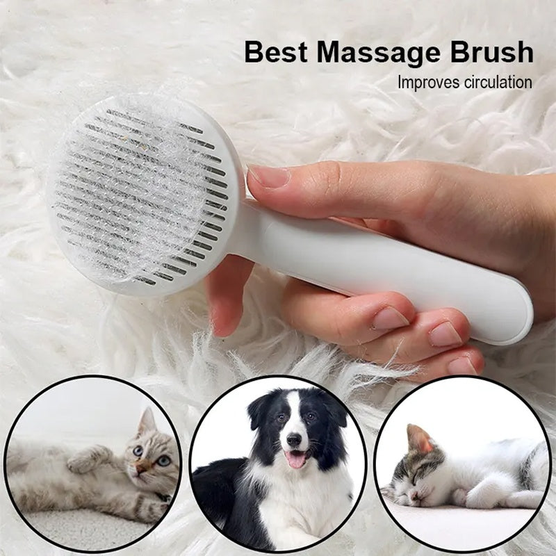 Cat and Dog Grooming Brush, Self Cleaning Slicker Brushes For Dogs Pet Hair Removal Comb Stainless Steel Needle Cat Brush Self Cleaning For Cats Dogs Hair Remover Scraper Pet Grooming Tool