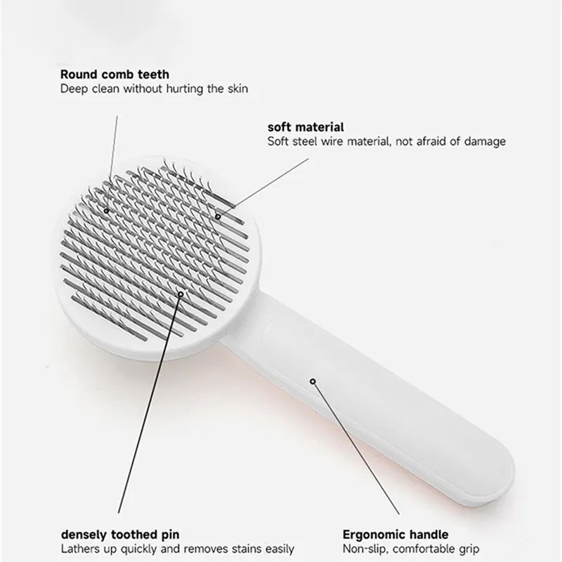 Cat and Dog Grooming Brush, Self Cleaning Slicker Brushes For Dogs Pet Hair Removal Comb Stainless Steel Needle Cat Brush Self Cleaning For Cats Dogs Hair Remover Scraper Pet Grooming Tool