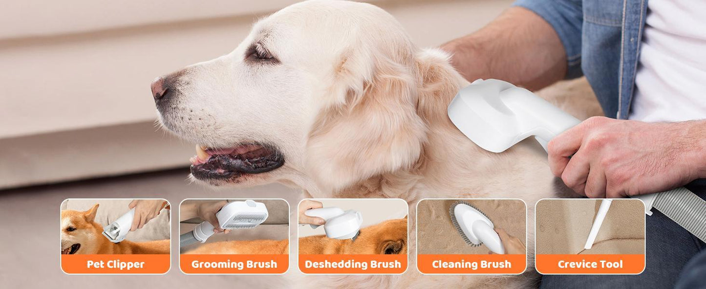 Dog Grooming Set, Pet Vacuum, Pet Blower, Drying And Suction 2 In 1 With 8 Pet Grooming Tools