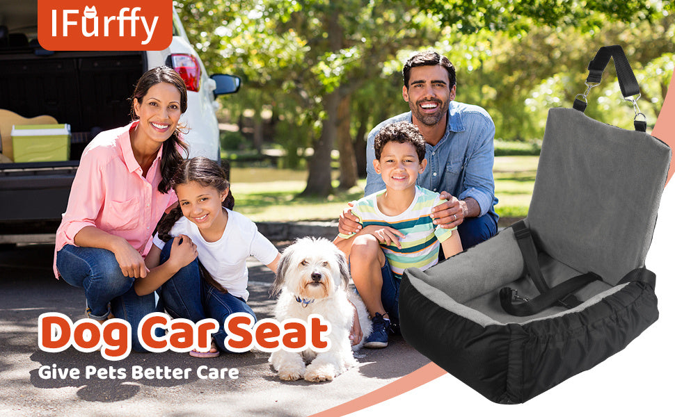 Pet Car Seat With Storage Bag And Clip-On Safety LeashBed